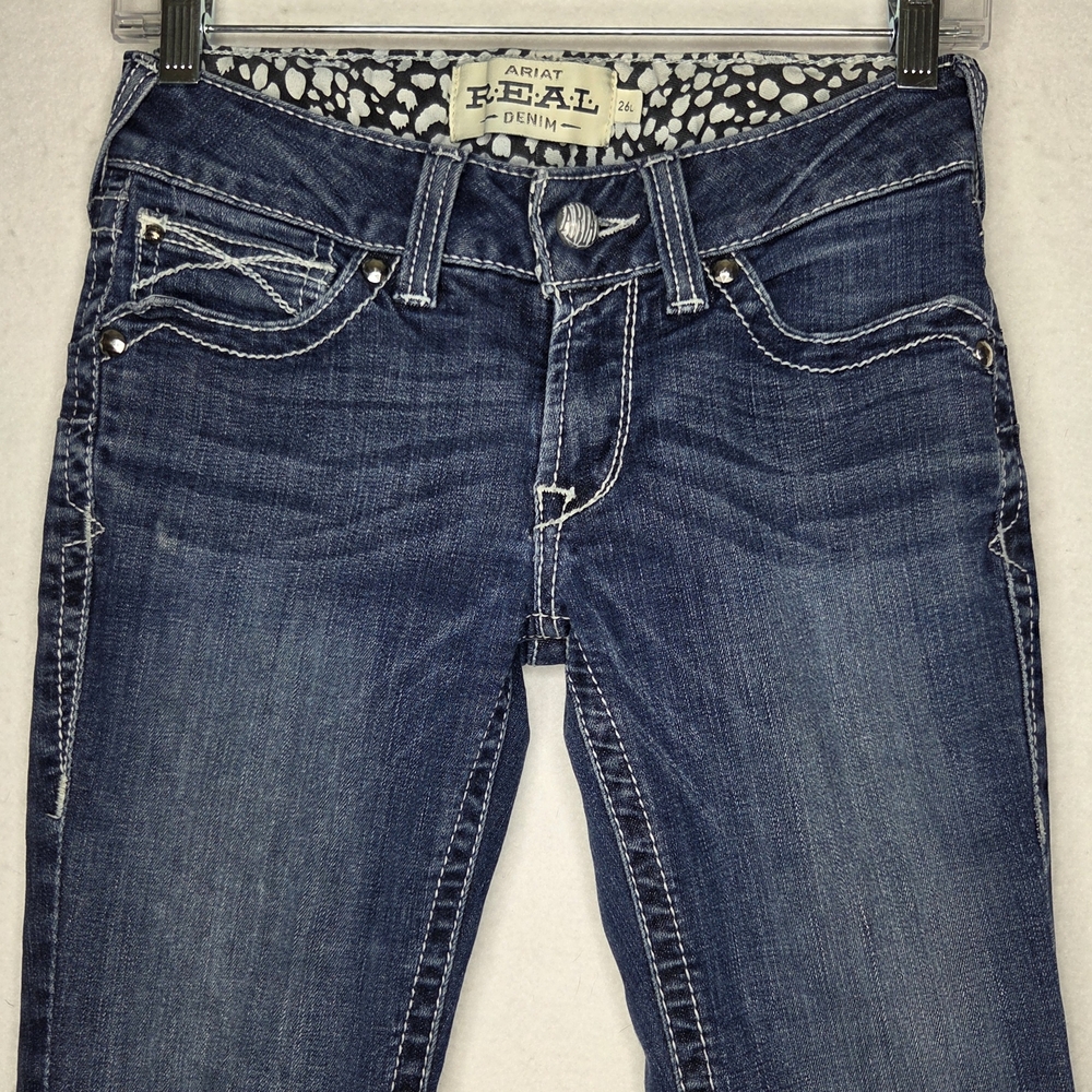 Ariat REAL Low Rise Bootcut Whipstitch Jeans Western Rodeo Y2K Women 26L 26×33.5 - Picture 2 of 11